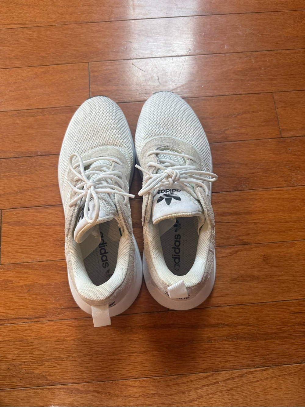 adidas Men’s White Knit Lace-Up Sneakers